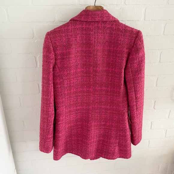 LC Waikiki Vision Blazer Tweed Jacket Chanel vibe Double breasted Pink Sz S - Picture 13 of 16